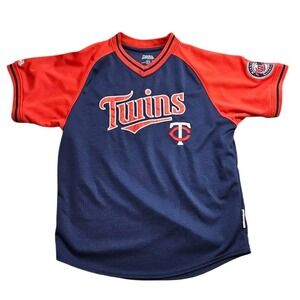 Stitches Minnesota Twins MLB Baseball Jersey Navy Red Mesh Mens XL